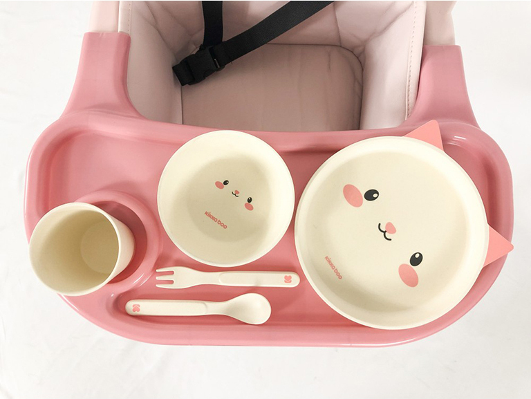 Σετ Φαγητού 5 τμχ. από Μπαμπού Tableware Cat Pink